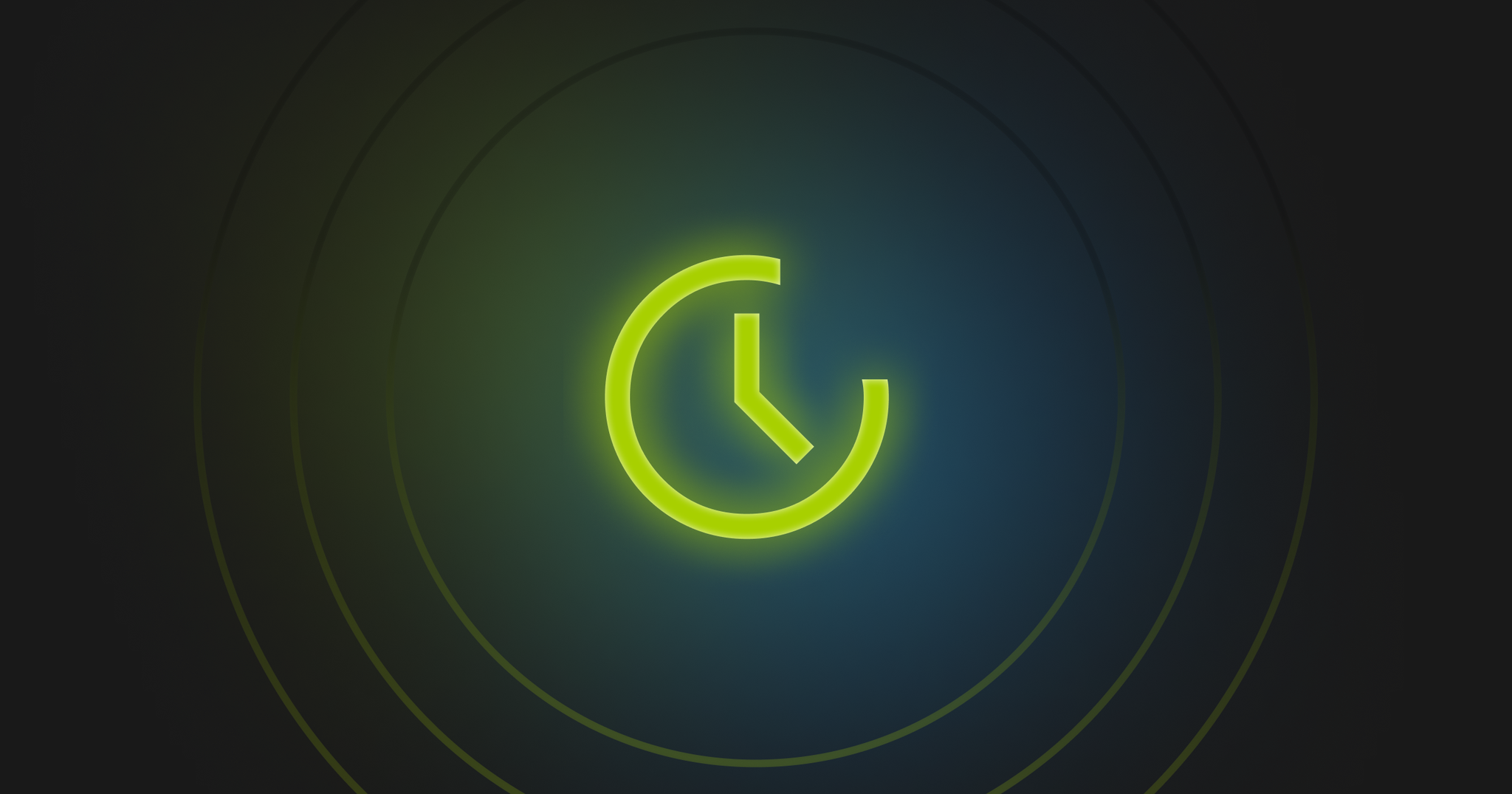graphic of a green clock on a black background