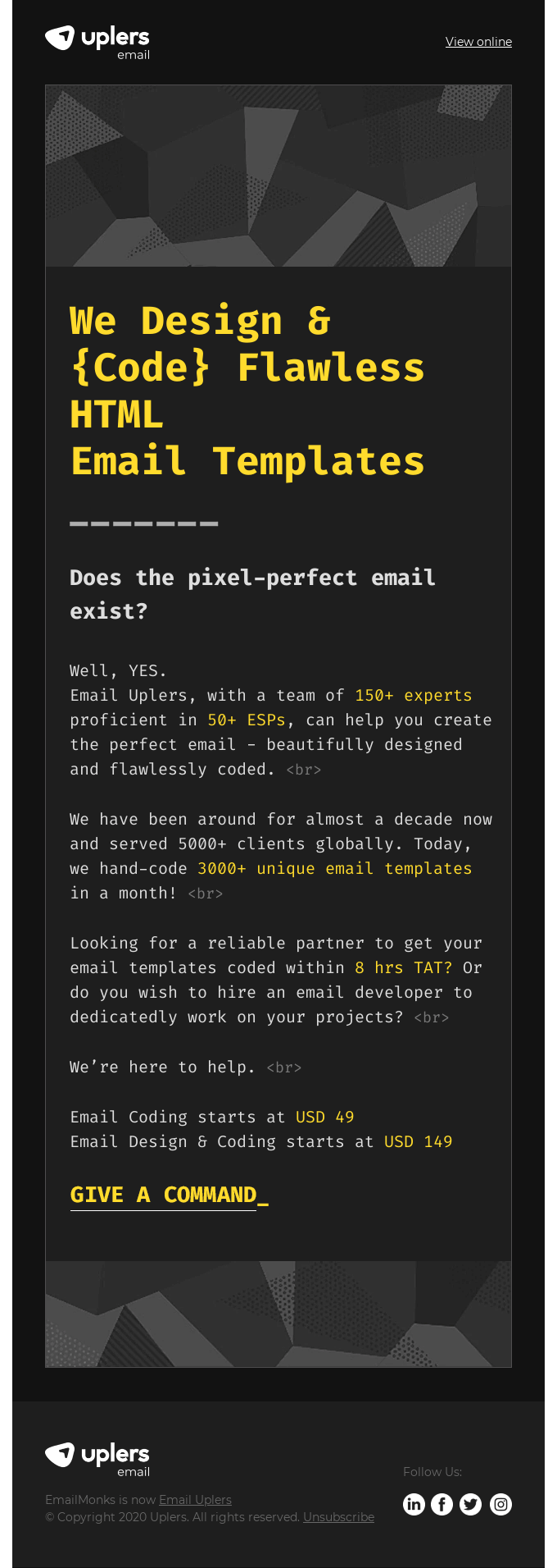 Uplers Email Example