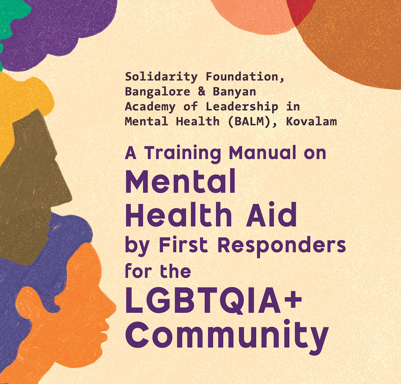 Cover of training manual on mental health aid by first responders for the LGBTQIA+ community