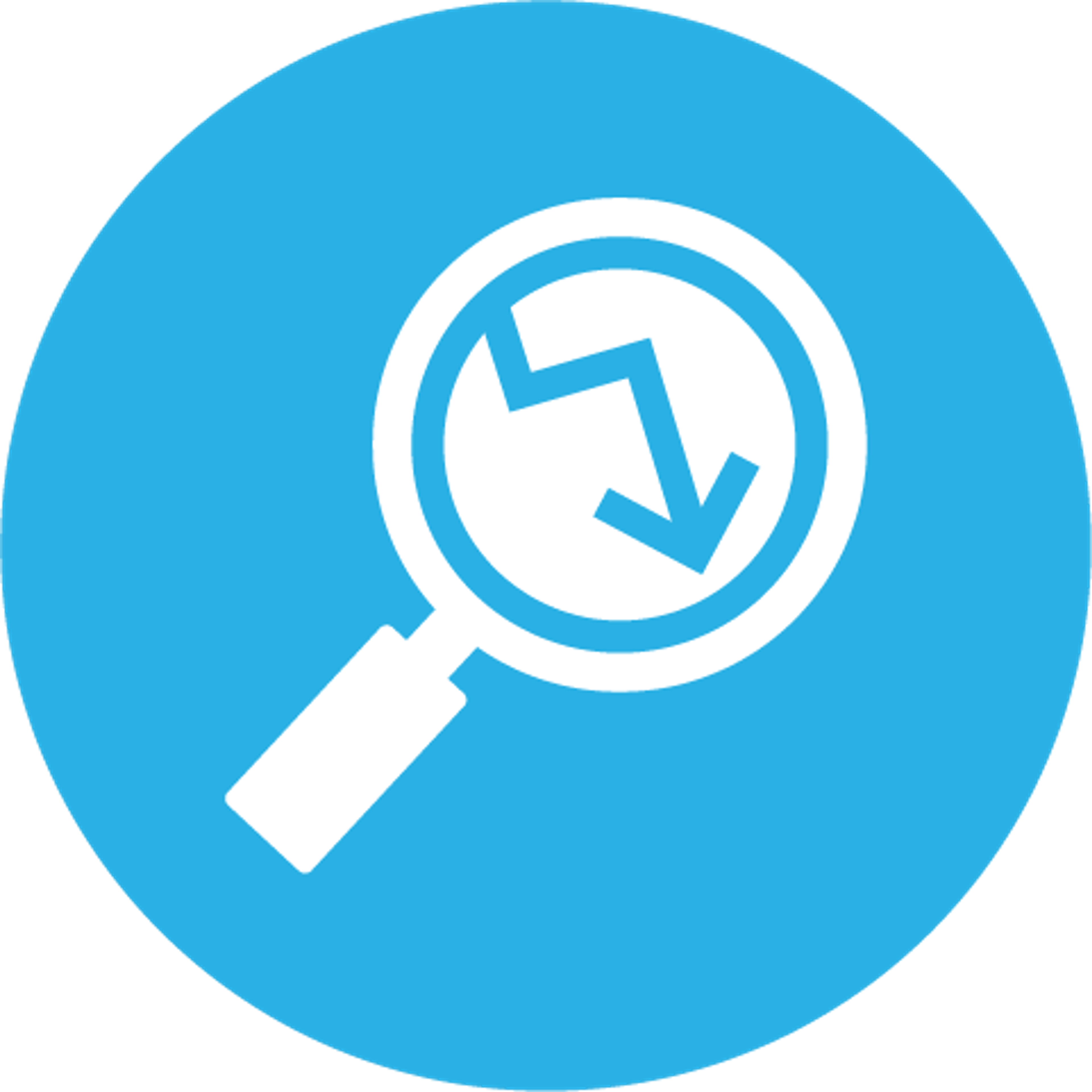 magnifying glass with downward arrow