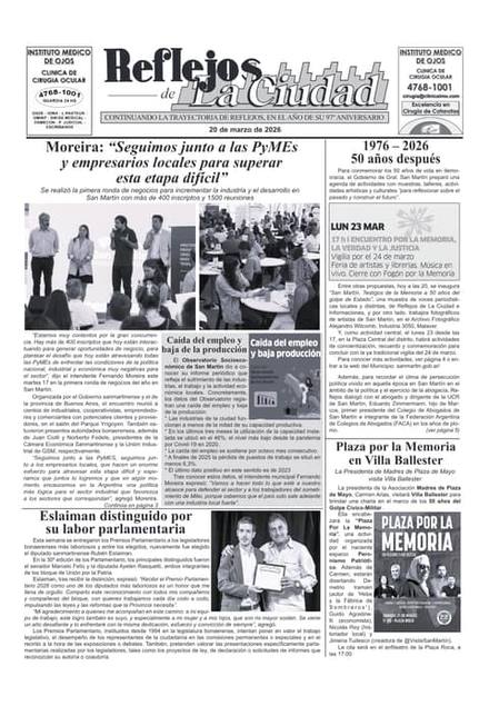 Portada de la edición del 20 de marzo 2026