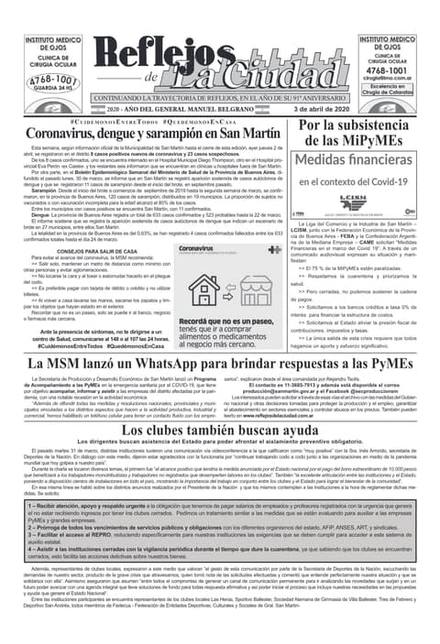 Portada de la edición del 3 de abril 2020