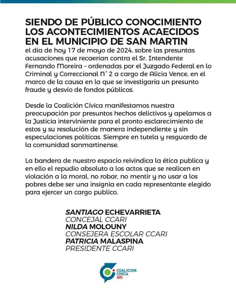 CC-Ari San Martín: “Apelamos a la Justicia”