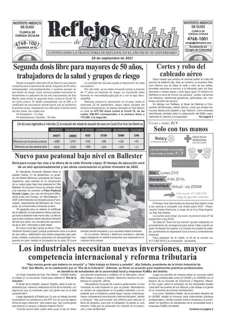 Portada de la edición del 24 de septiembre 2021