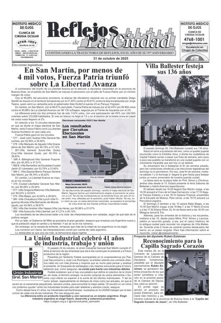 Portada de la edición del 31 de octubre 2025