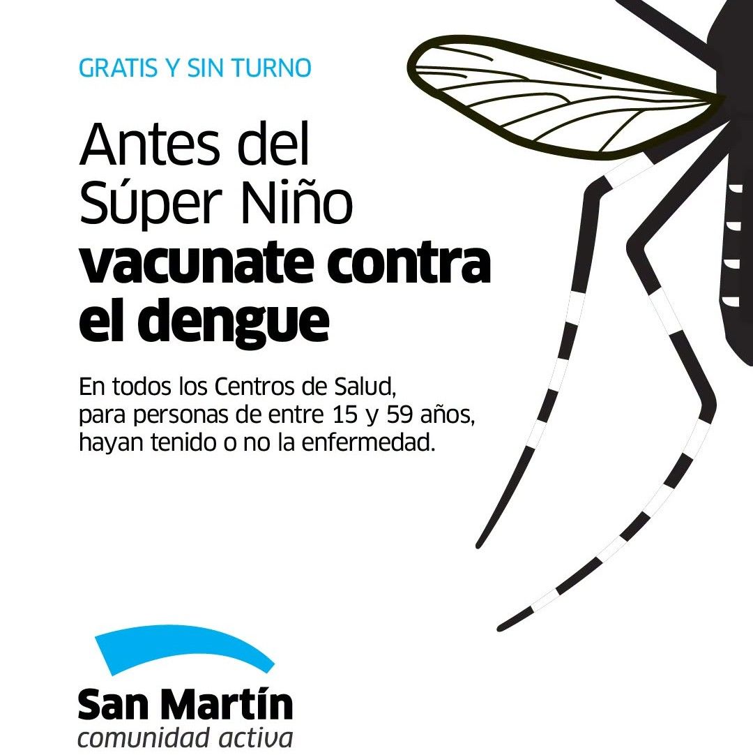 Vacunación y campaña contra el dengue en San Martín ante la llegada del “Super Niño”