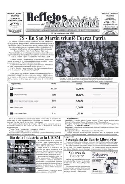 Portada de la edición del 12 de septiembre 2025