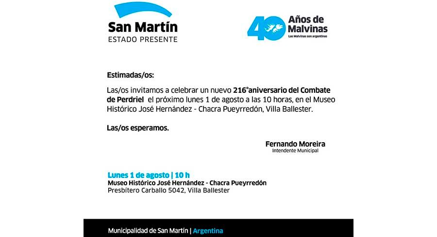 216° aniversario del Combate de Perdriel