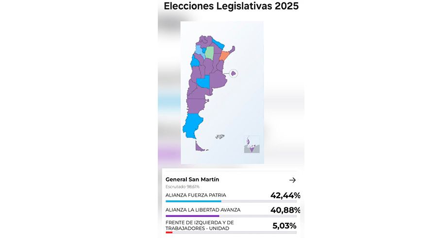El país se tiñó de violeta, pero San Martín sigue azul.
