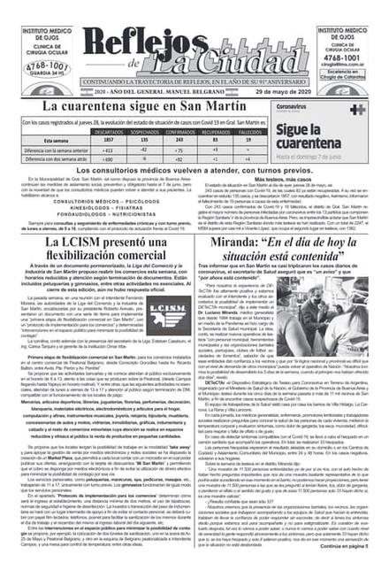 Portada de la edición del 29 de mayo 2020
