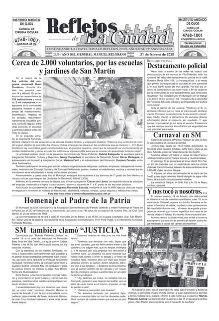 Portada de la edición del 21 de febrero 2020