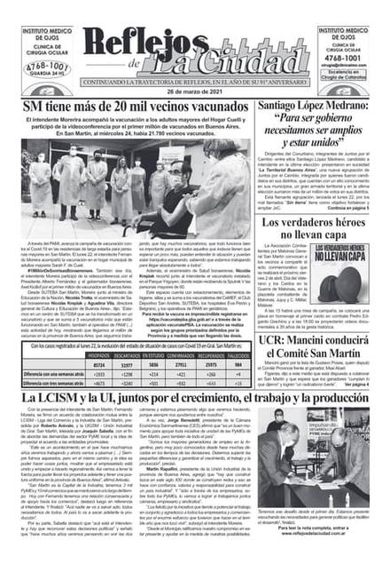 Portada de la edición del 26 de marzo 2021