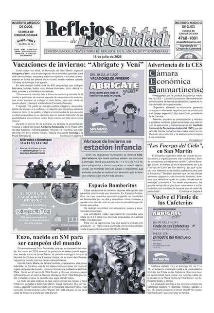 Portada de la edición del 18 de julio 2025
