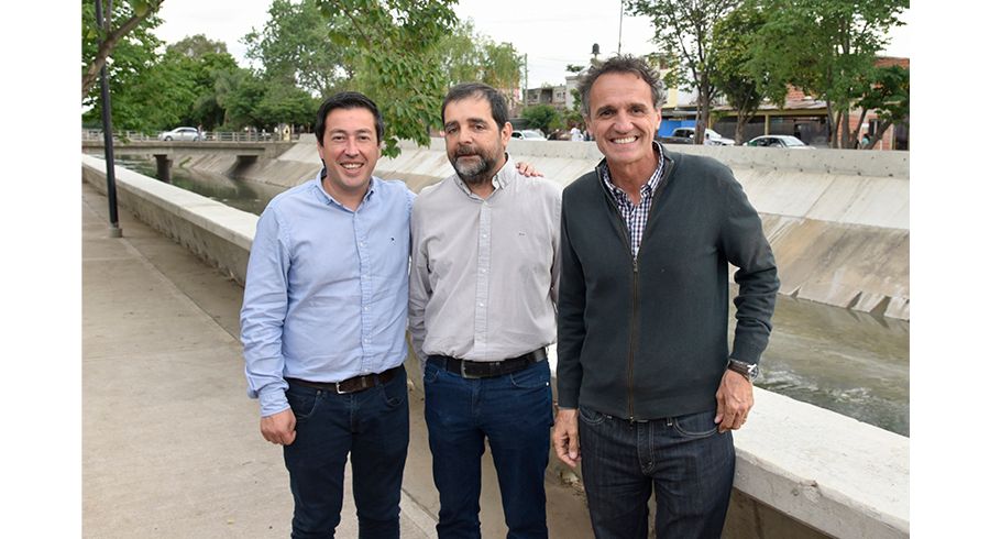 Moreira, Katopodis y Nardini inauguraron la primera etapa de la obra del canal José Ingenieros