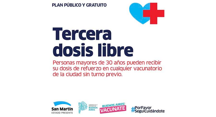 Tercera dosis libre para mayores de 30 años