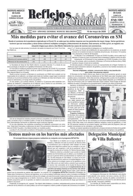 Portada de la edición del 15 de mayo 2020