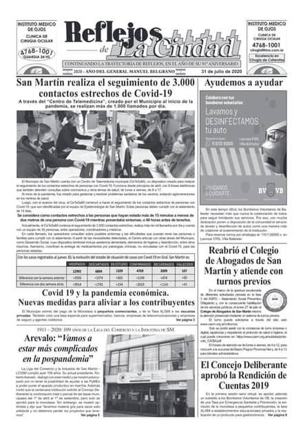 Portada de la edición del 31 de julio 2020