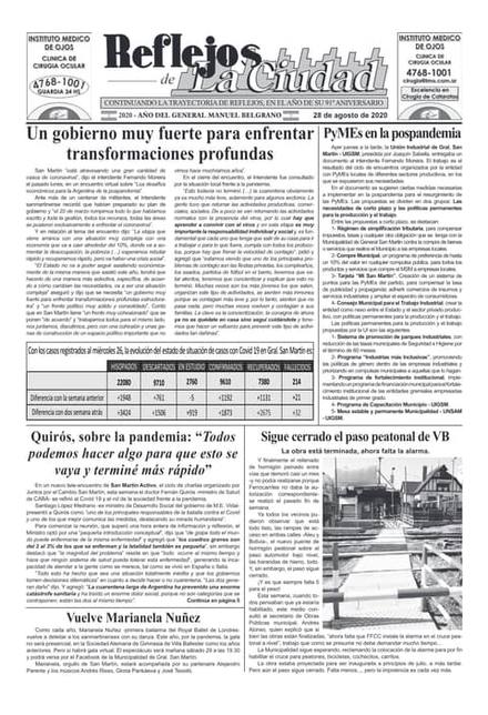 Portada de la edición del 28 de agosto 2020