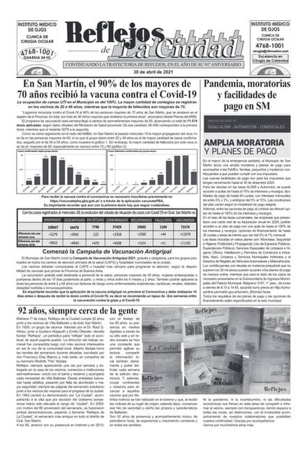 Portada de la edición del 30 de abril 2021