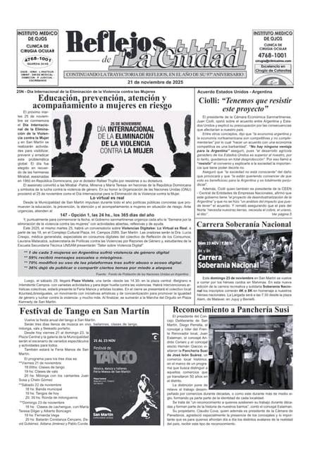 Portada de la edición del 21 de noviembre 2025