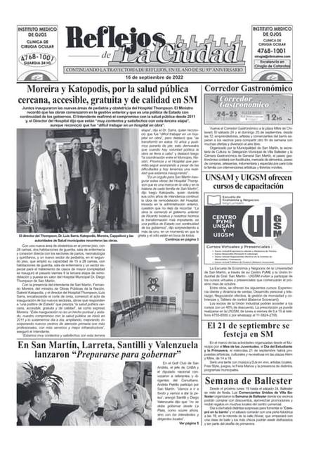 Portada de la edición del 16 de septiembre 2022