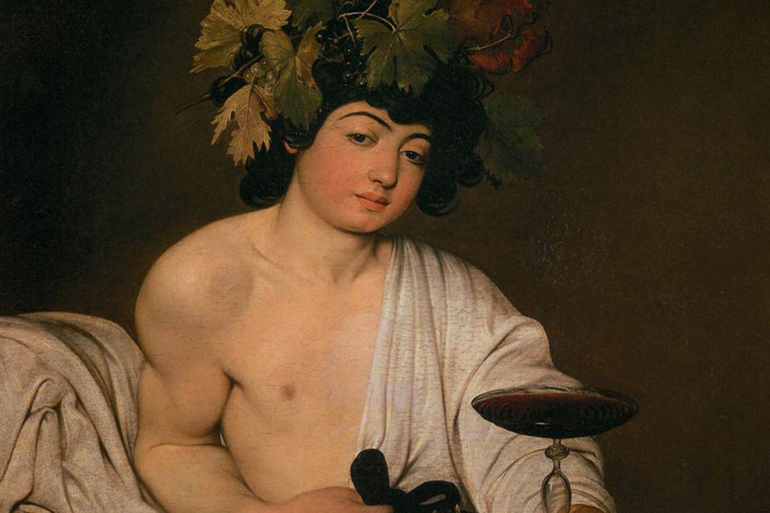 Detail of Bacchus by Caravaggio (1596) Uffizi Gallery Florence
