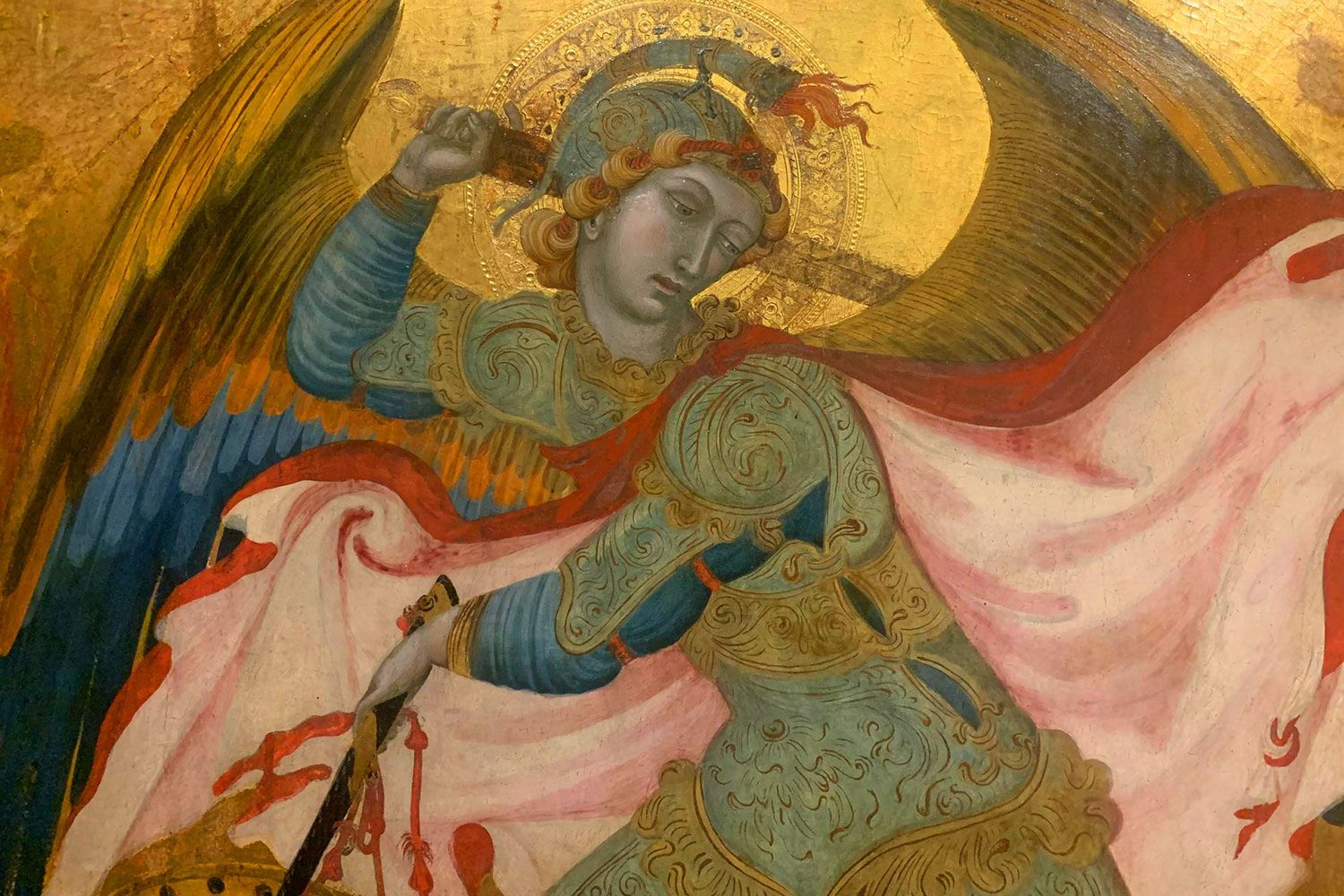 St. Michael by Ambrogio Lorenzetti circa 1340, in Asciano in Tuscany