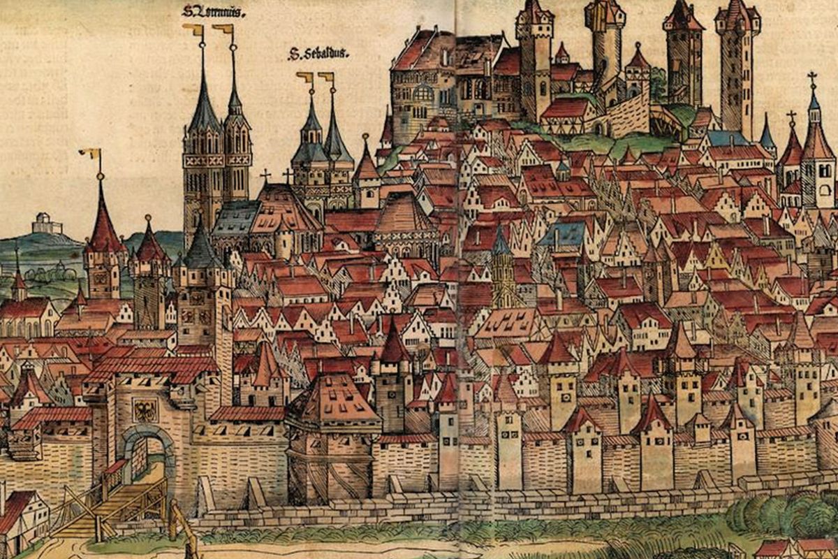 Medieval fortified towns across Europe.  