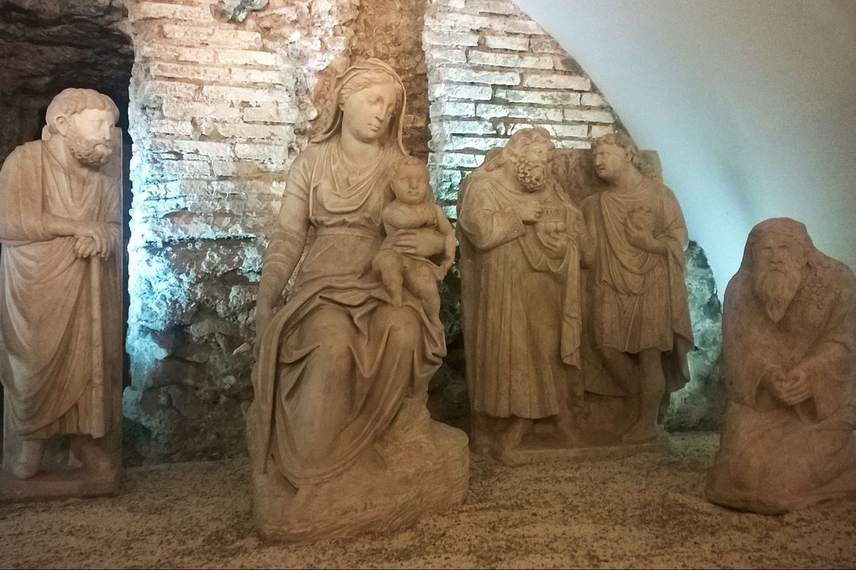 The complete Nativity scene scuptured in 1291 by Arnolfo di Cambio