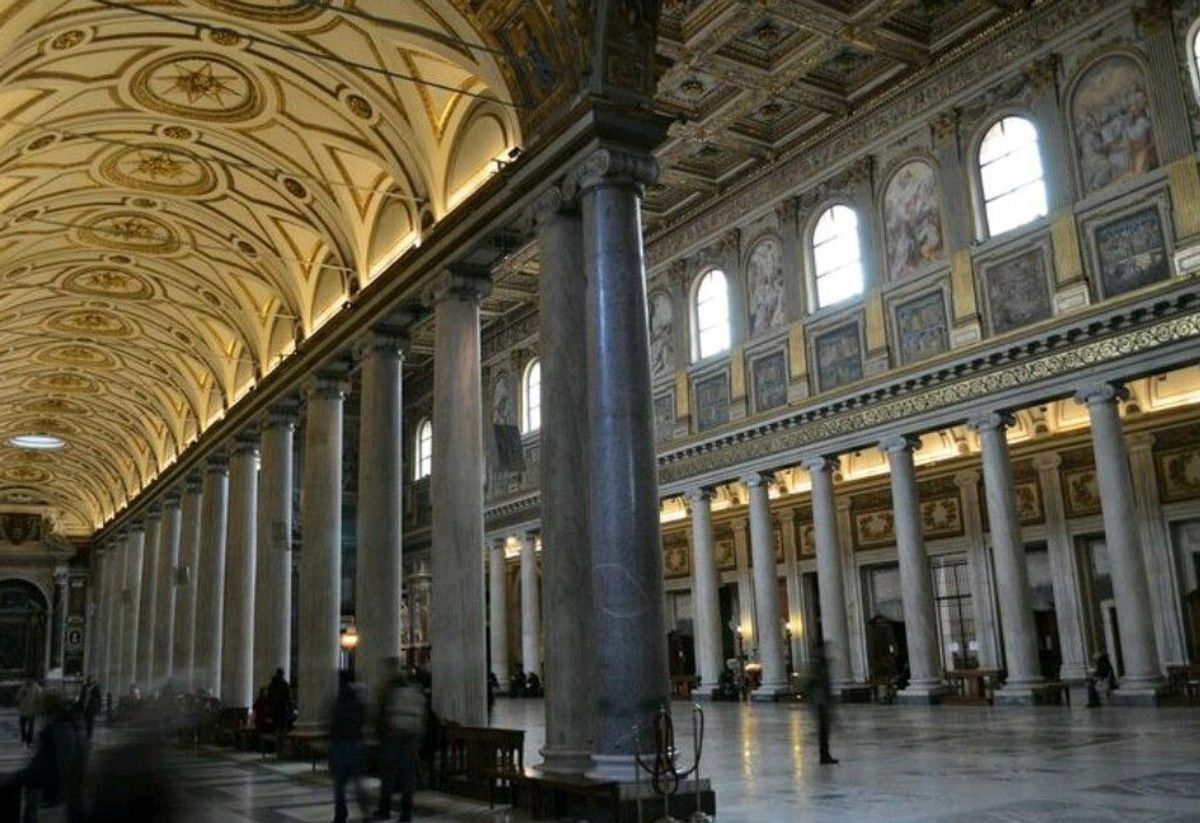 The main nave of Santa Maria Maggiore in Rome, founded in the 4th century AD.