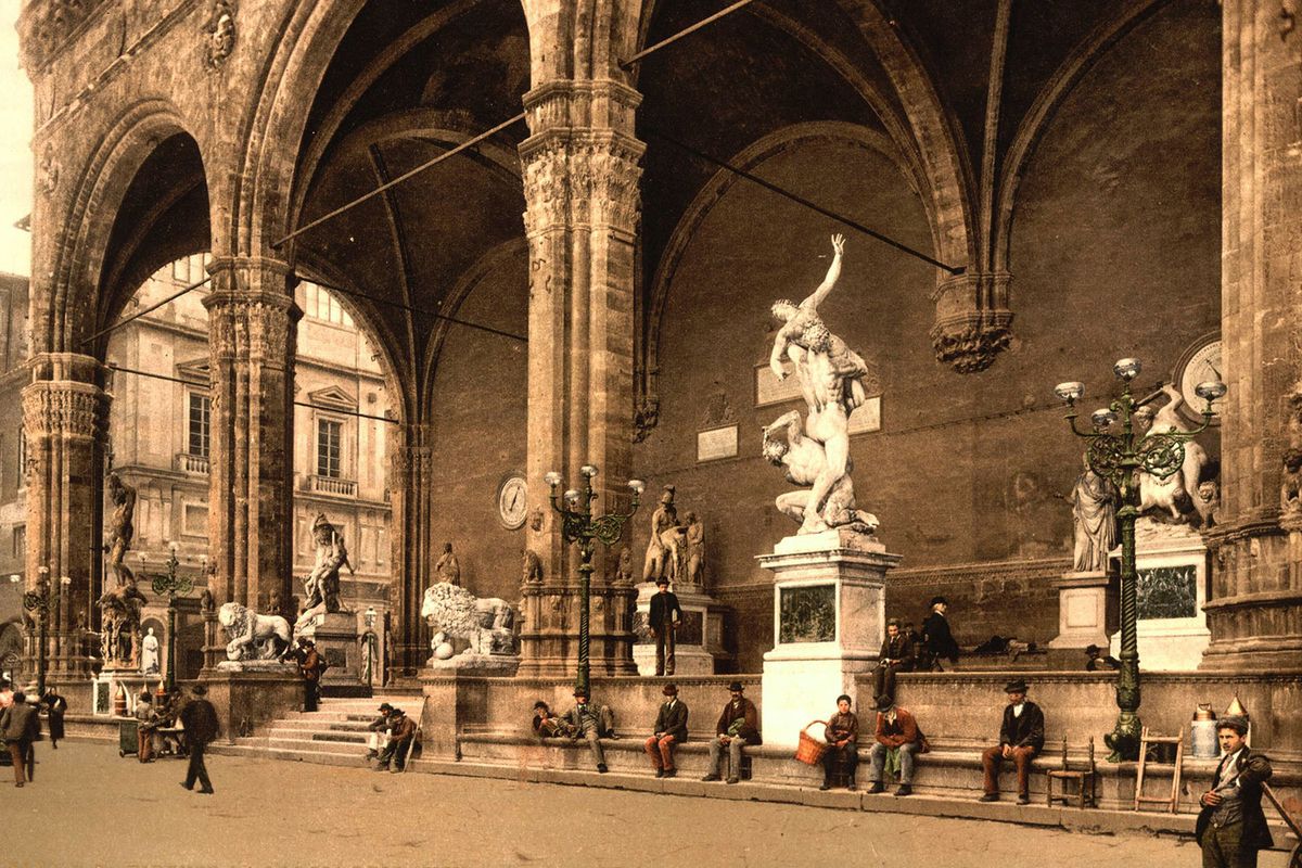 Loggia dei Lanzi in Piazza della Signoria, Florence between 1890 and 1900