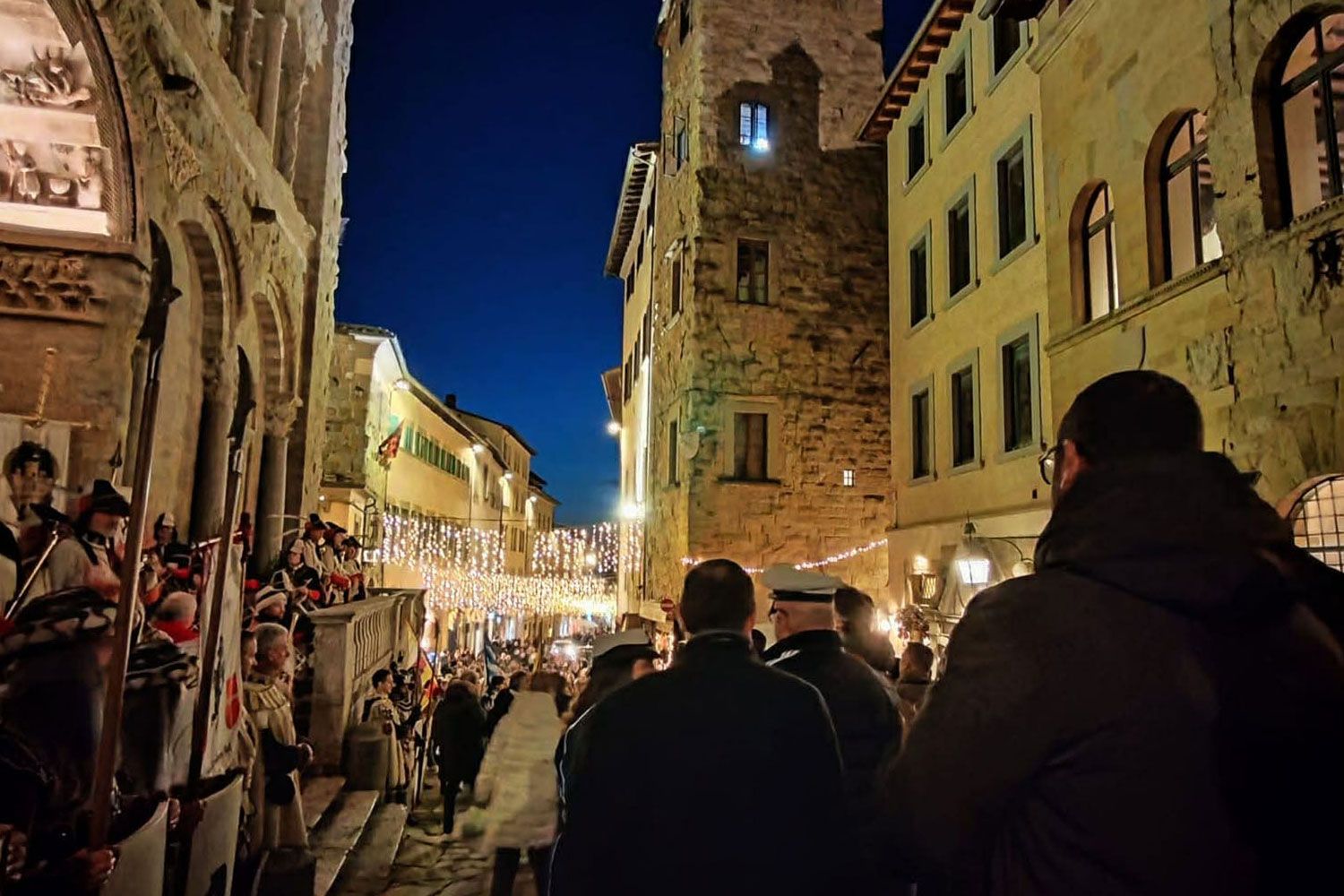Arezzo by night in the winter in Tuscany