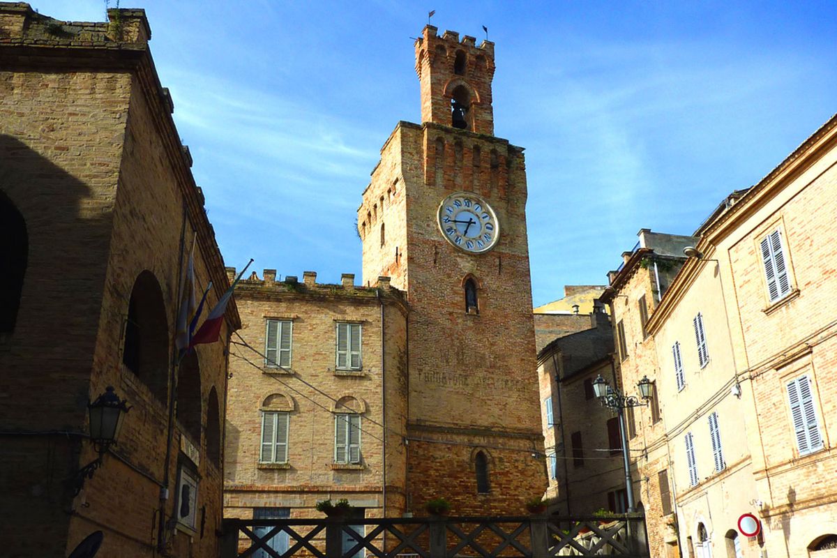 The brick and mortar Town Hall of Acquaviva Piceno
