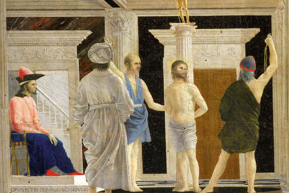 Detail of the Flagellation showing doorway