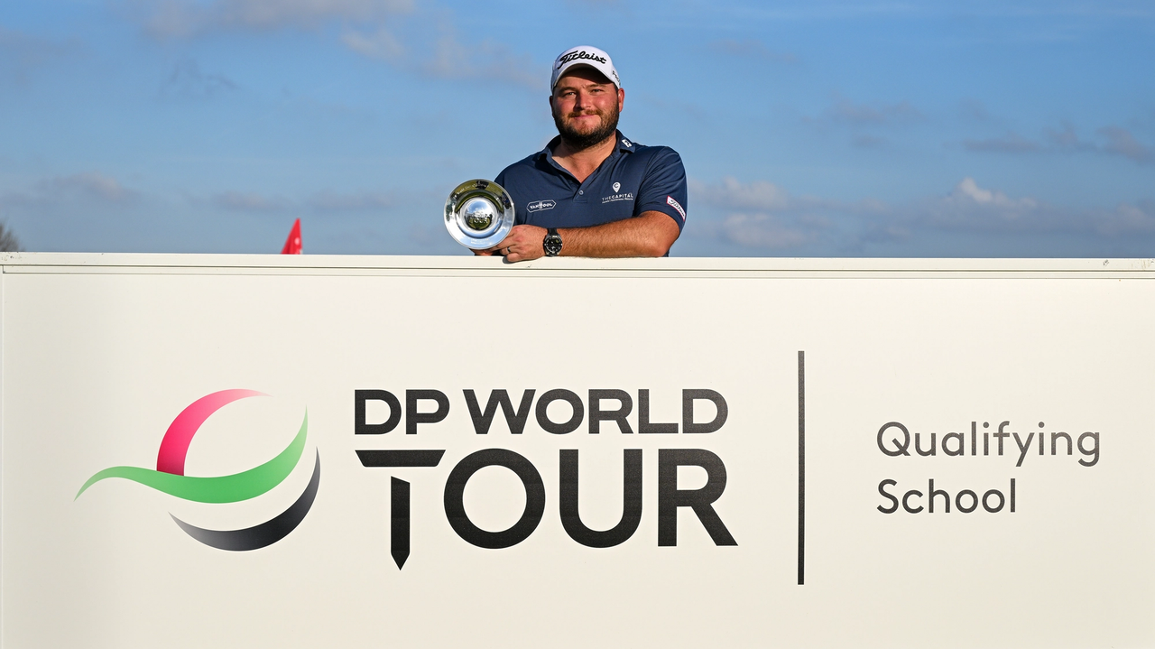 Zander Lombard with Q School trophy