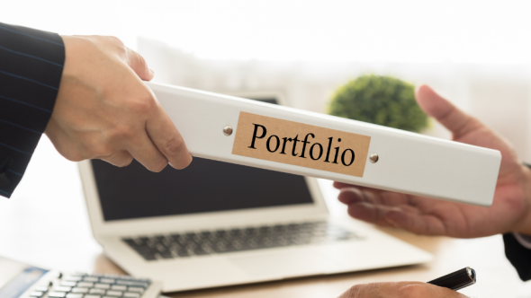 Marketer reviewing their digital portfolio website before launch