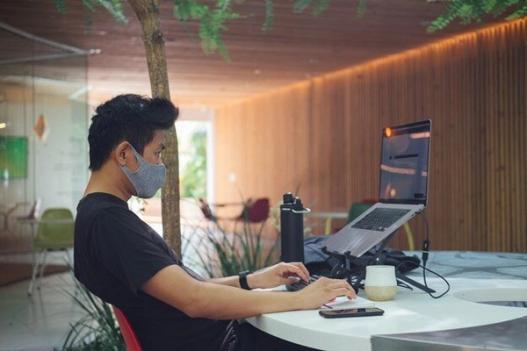 Employee enjoying the benefits of working remotely