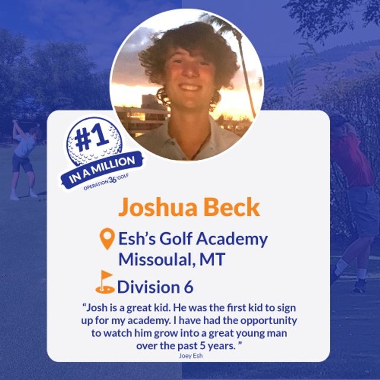 #1inaMillion Golfer Joshua Beck social media post