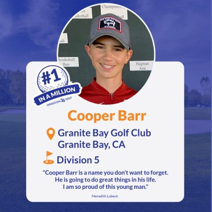 #1inaMillion Golfer Cooper Barr instagram post