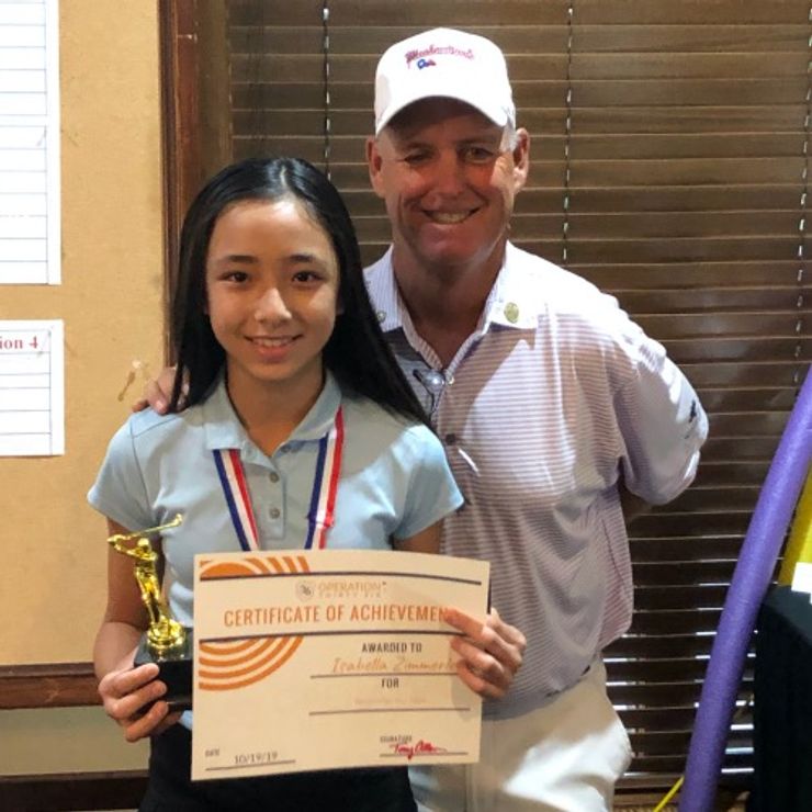 Isabella Zimmerle with her coach Tony Allen