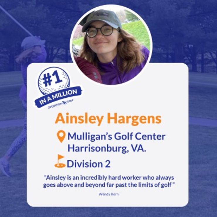 #1inaMillion Golfer Ainsley Hargens social media post