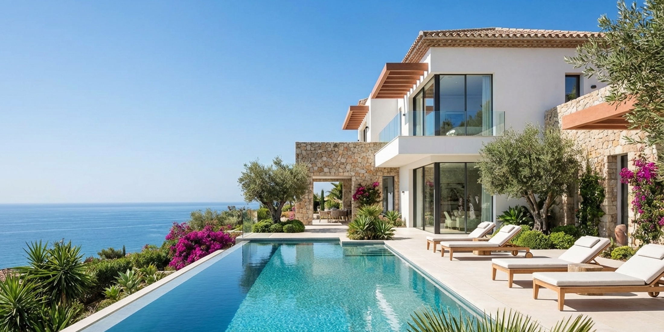 Modern luxury villa rendering with infinity pool on the Costa del Sol