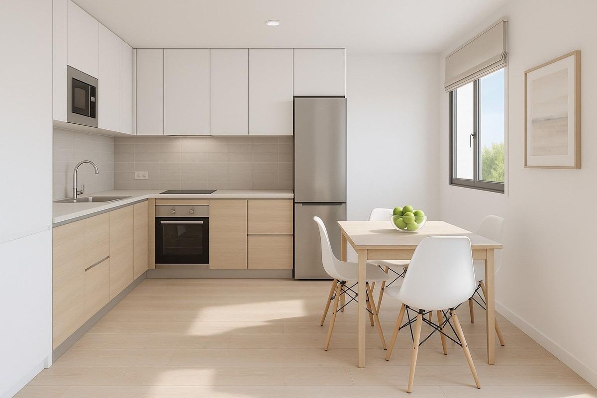 Open plan living area in Puerto de Mazarrón apartment