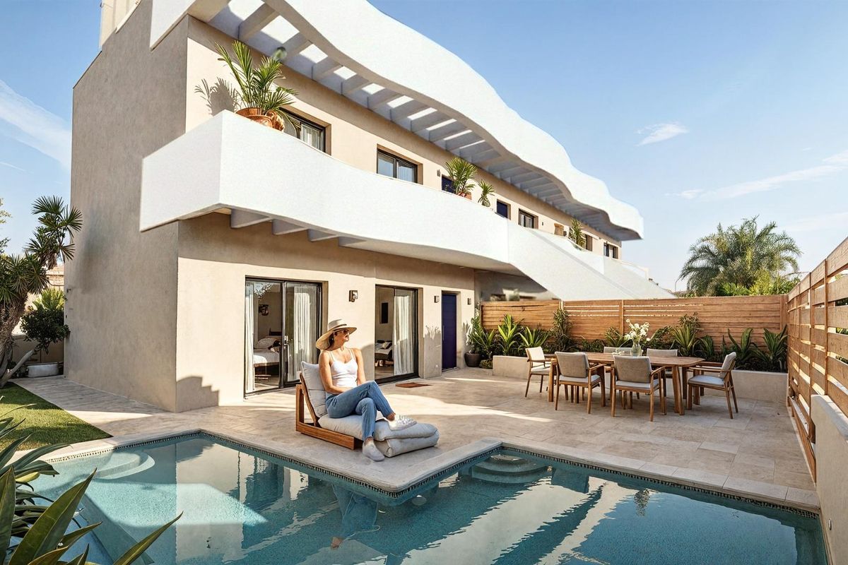 Terrasse des Bungalows in Pilar de la Horadada