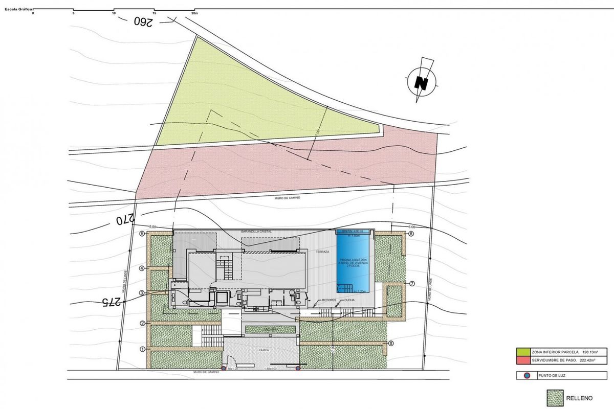 Algemeen terreinplan voor een villa-project in Altea, inclusief zwembad en tuin in Costa Blanca Noord.