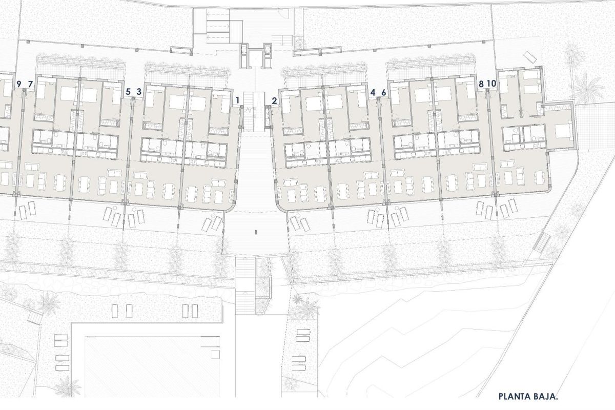 Plattegrond van de indeling van het 3-slaapkamer appartement in het wooncomplex in Manilva.