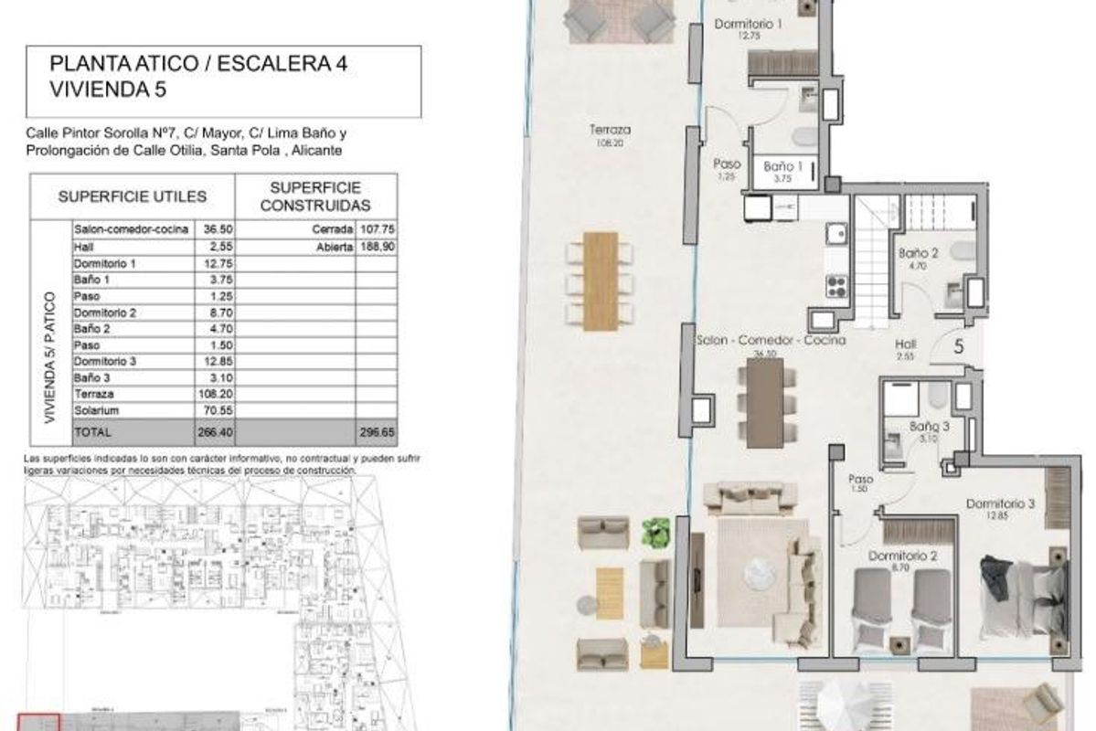 Modern penthouse facade in Santa Pola