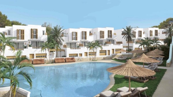 Uitzicht op de moderne appartementen en het zwembad in El Rafol D'almunia, Costa Blanca Noord. Twee slaapkamers.