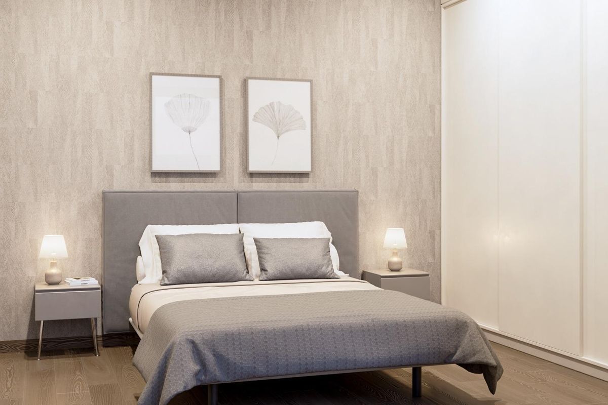 Gezellige slaapkamer in een villa in San Pedro del Pinatar, met zachte tinten en moderne decoratie.