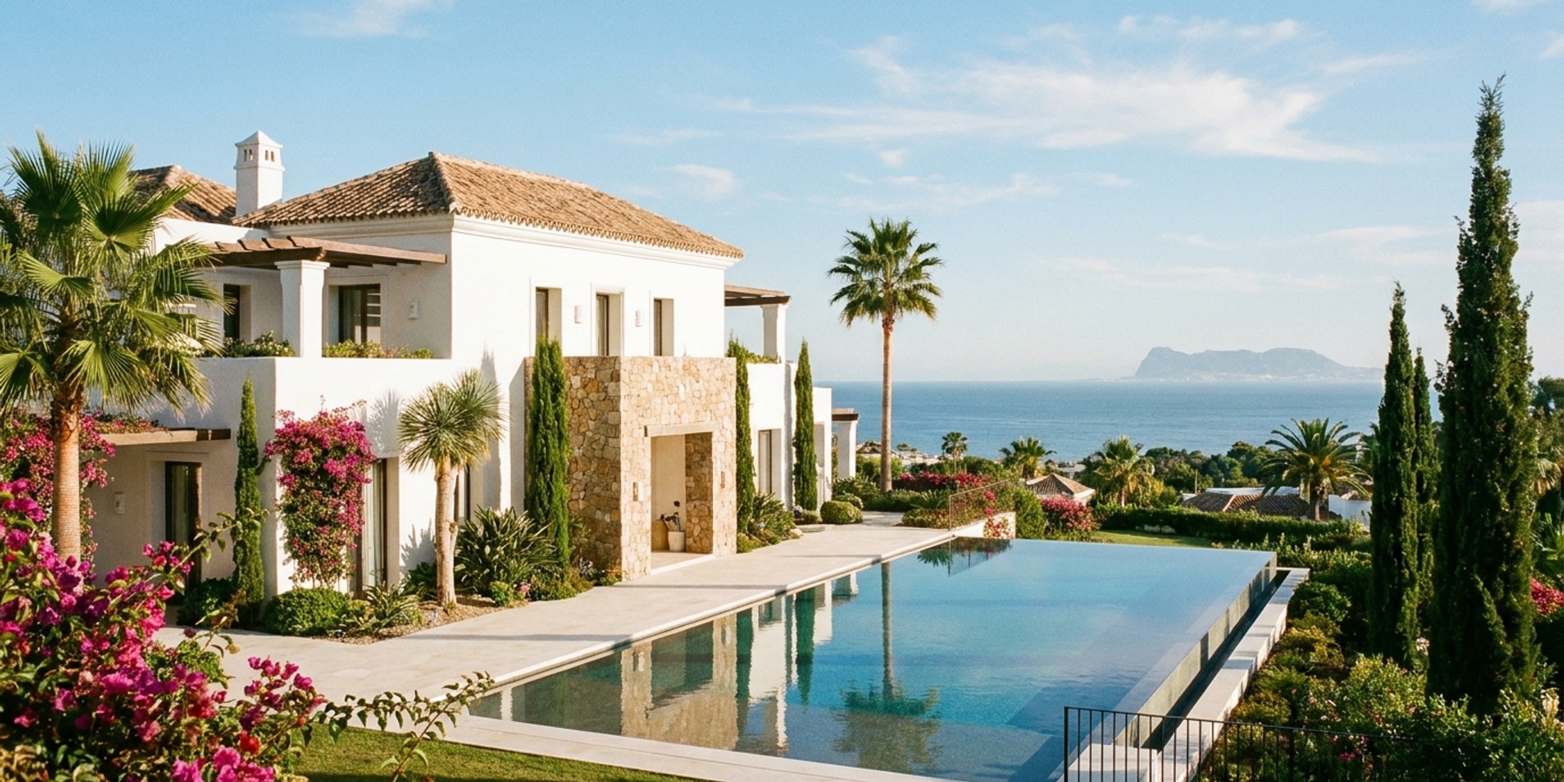Panoramic view of a luxury villa in Marbella on the Costa del Sol